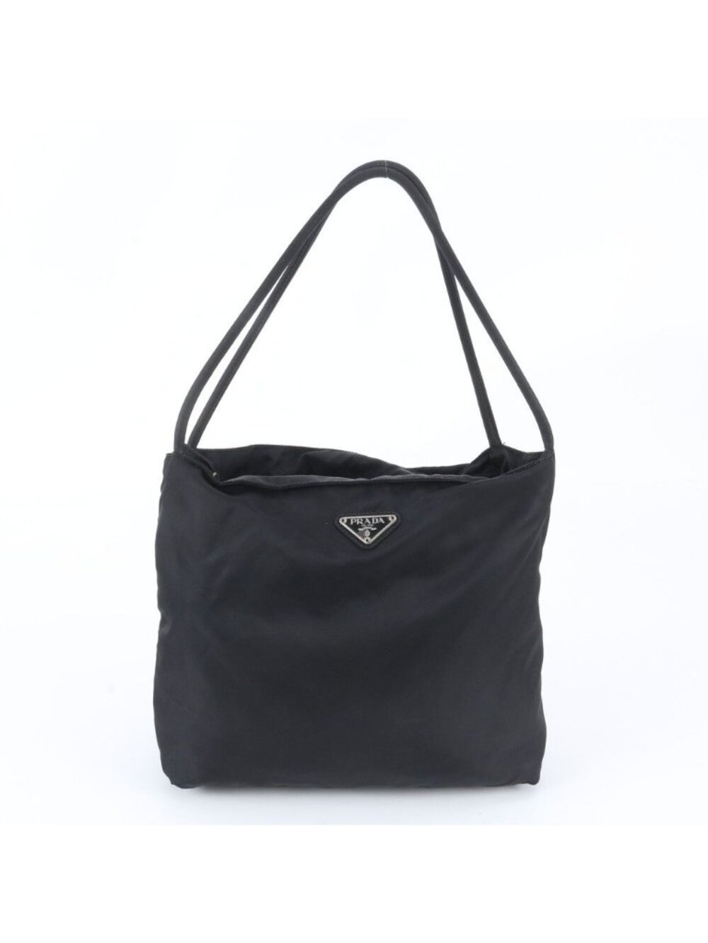 Prada Tessuto Nylon Triangle Logo Tote Shoulder Hand Black